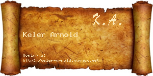 Keler Arnold névjegykártya